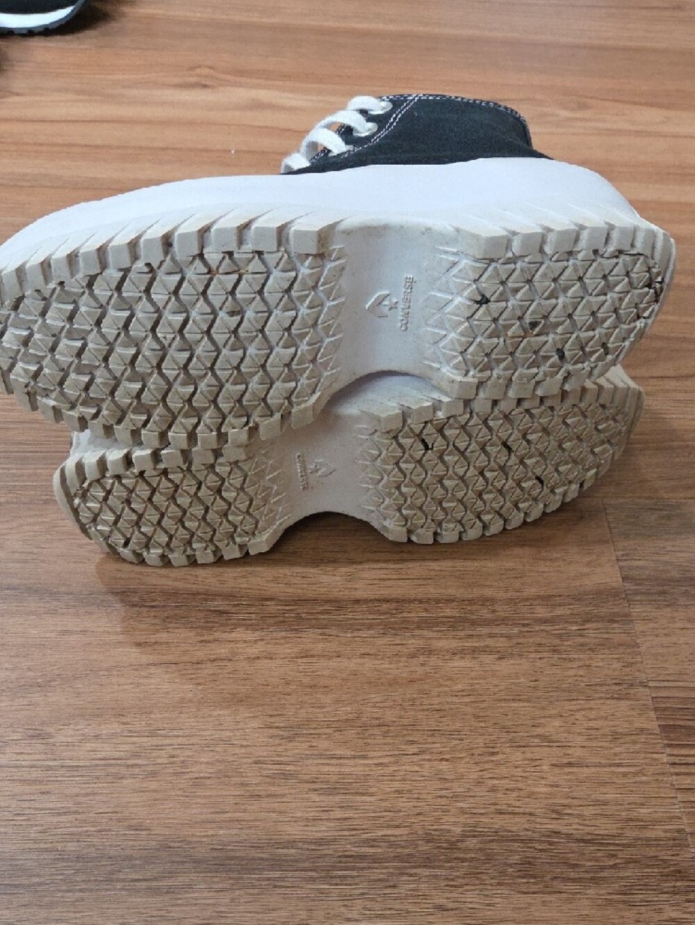 Converse Black & White Platform High-Top Sneakers - Picture 3 of 7